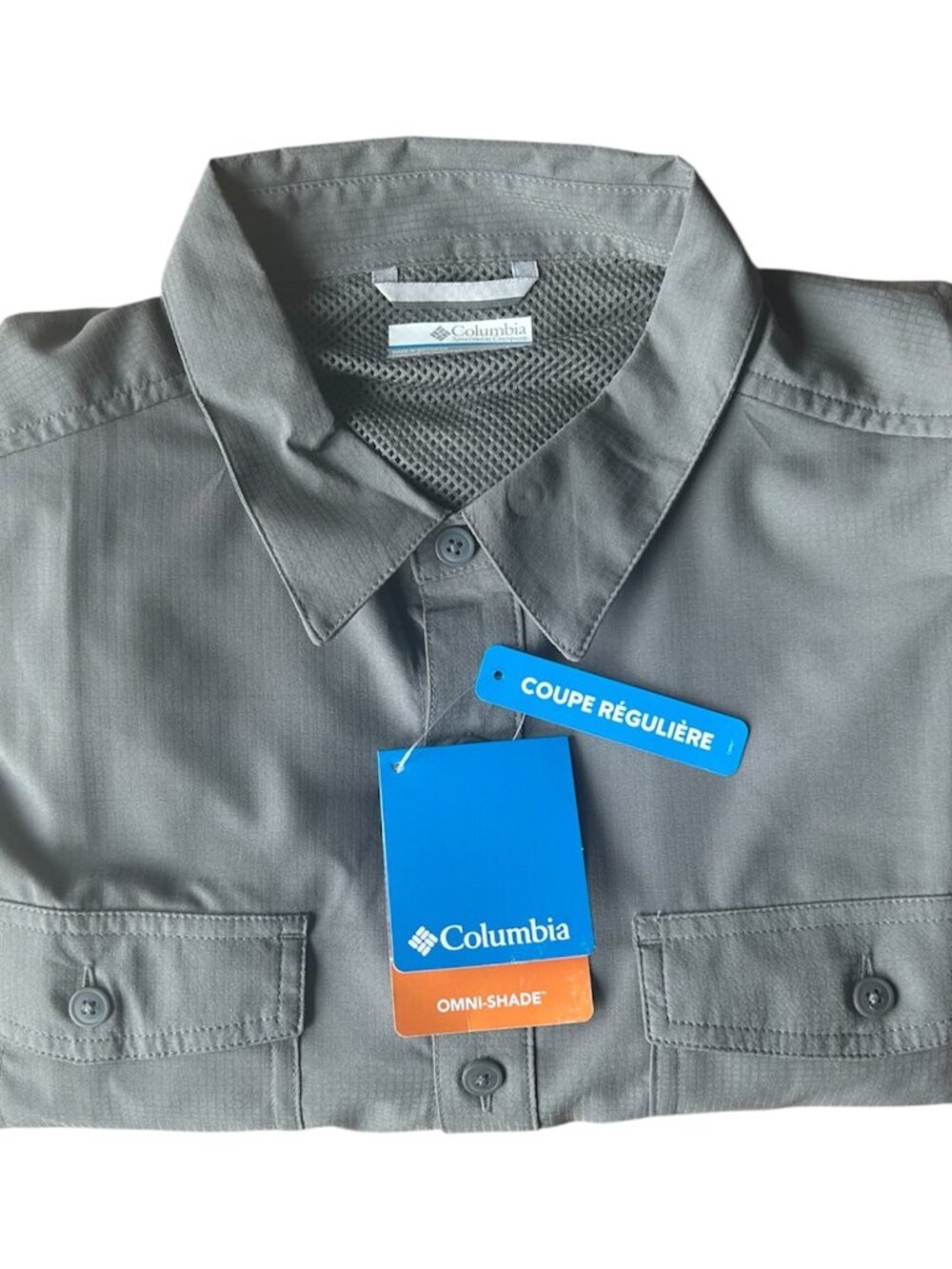 Columbia Omni Shade Men's Long Sleeve Shirt Charcoal Dark Gray 40 UPF Size L